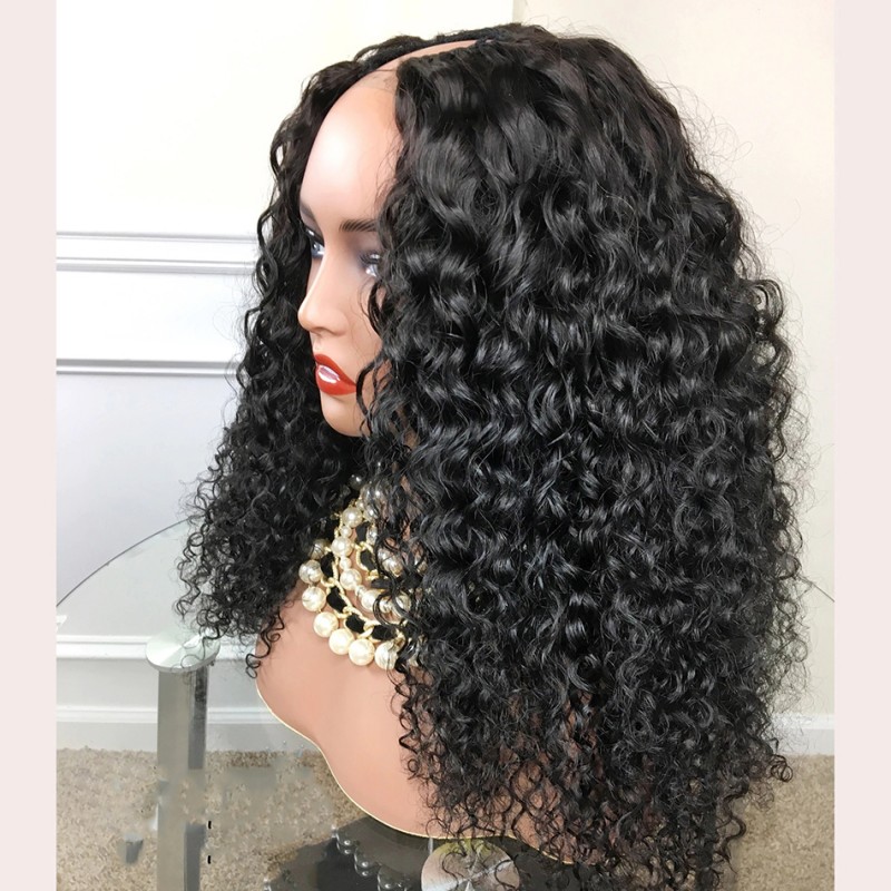 Brazilian Virgin Hair Deep Curly U Part Wigs TFWBDC